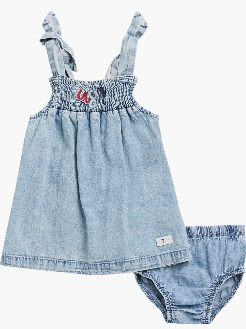 NWT 7 for all mankind baby size 24 months Light Wash Denim Baby Dress Set